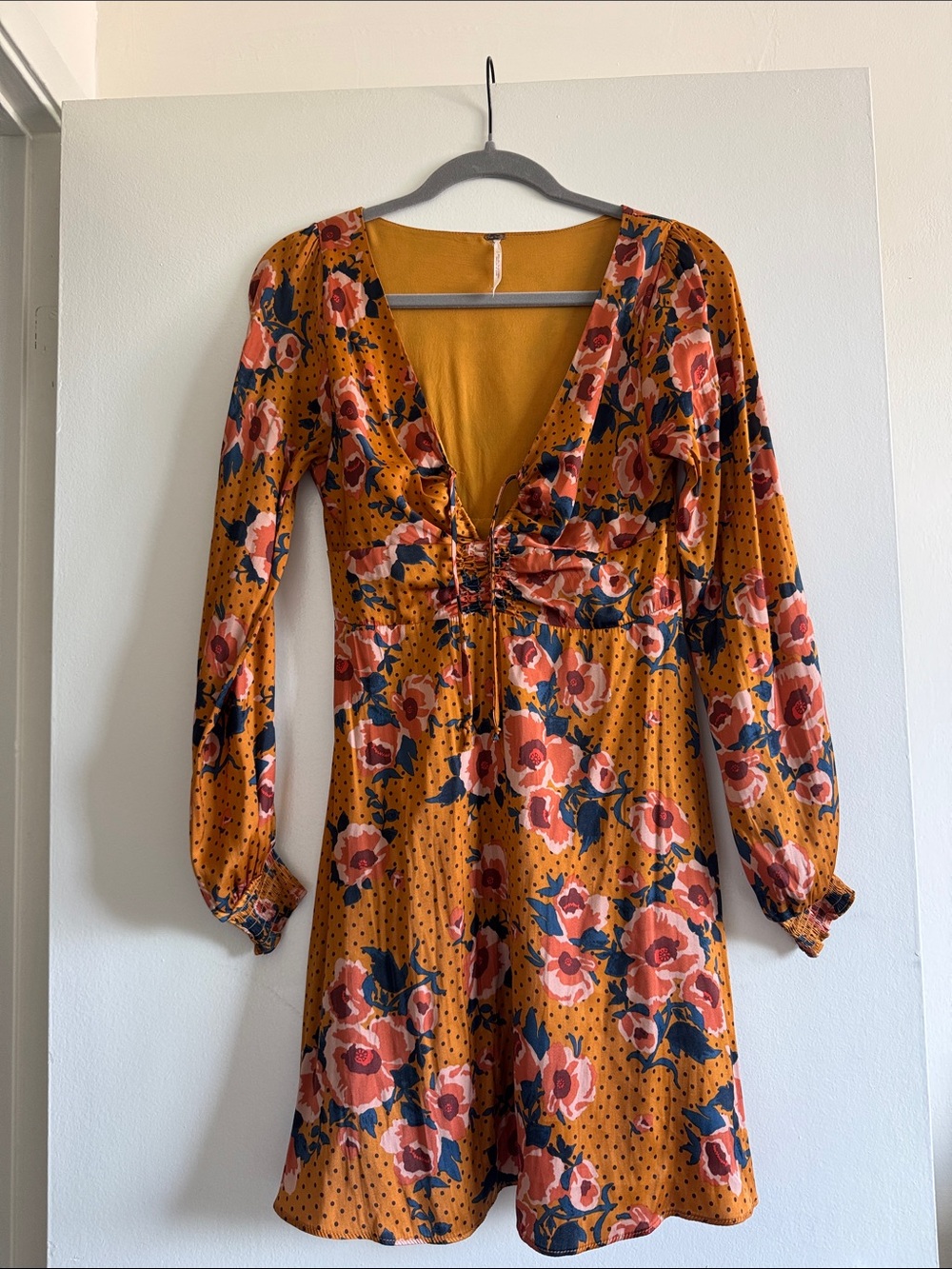 FREE PEOPLE💫mini dress orange flare corset tie